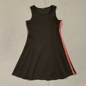 90s Athleisure Inspired Youth Large‎ Black Sleeveless Dress w Side Stripe Sporty